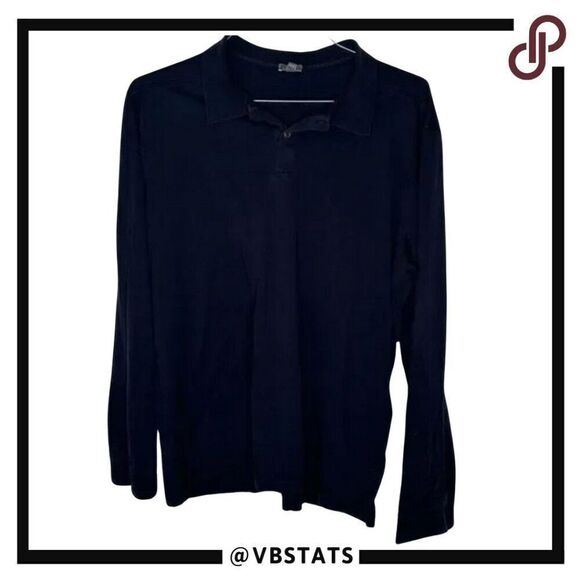 Vince Silk / Cotton Blend Black Long Sleeve Polo Top in Size XL - Picture 1 of 6